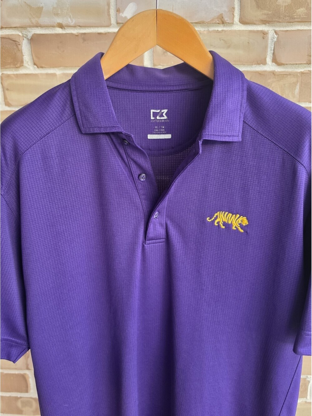 Cutter & Buck LSU Tigers Polo Shirt Men's XL Purple Gold CB DryTec Golf NCAA